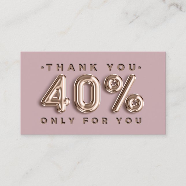 Carte De Visite Logo Merci QRCODE 40%OFF Code remise Gold (Devant)