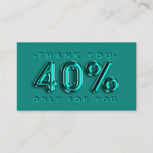 Carte De Visite Logo Merci QRCODE 40%OFF Code remise Turquoise