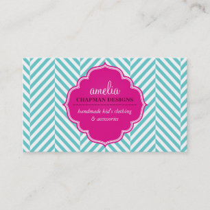 Carte De Visite LOGO mignon gros motif rose turquoise