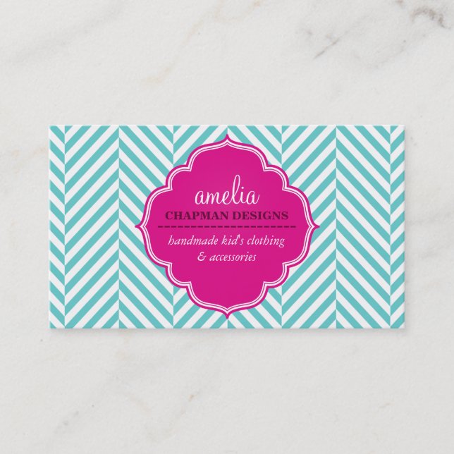 Carte De Visite LOGO mignon gros motif rose turquoise (Devant)