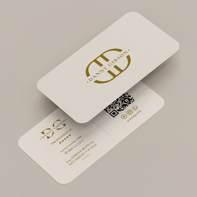 Carte De Visite Logo minimal monogramme initiale sable professionn (Minimal Monogram Logo Initial Sand Professional Business Card
)