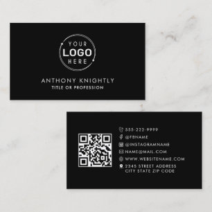 Carte De Visite Logo minimaliste Code QR Icônes des médias sociaux