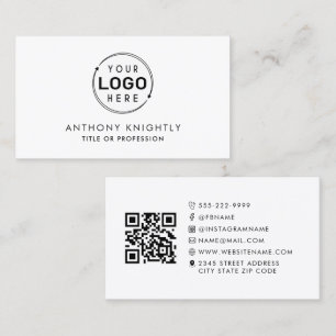 Carte De Visite Logo minimaliste Code QR Icônes des médias sociaux