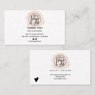 Carte De Visite Logo minimaliste de brosse rose commander merci