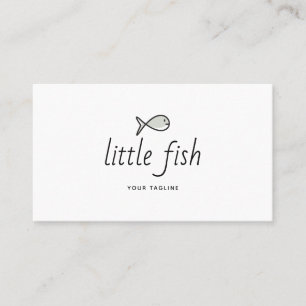 Carte De Visite Logo minimaliste de petit poisson dessiné à la mai