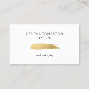Carte De Visite Logo minimaliste Gold Brushstroke Designer Blanc I