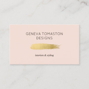 Carte De Visite Logo minimaliste Gold Brushstroke Designer Pink II