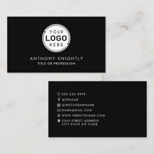Carte De Visite Logo minimaliste Icônes Médias sociaux Noir Blanc