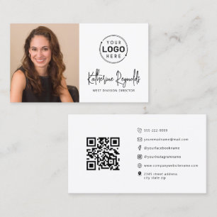 Carte De Visite Logo minimaliste moderne Icônes de script photo QR