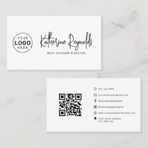 Carte De Visite Logo minimaliste moderne Icônes de script QR Code
