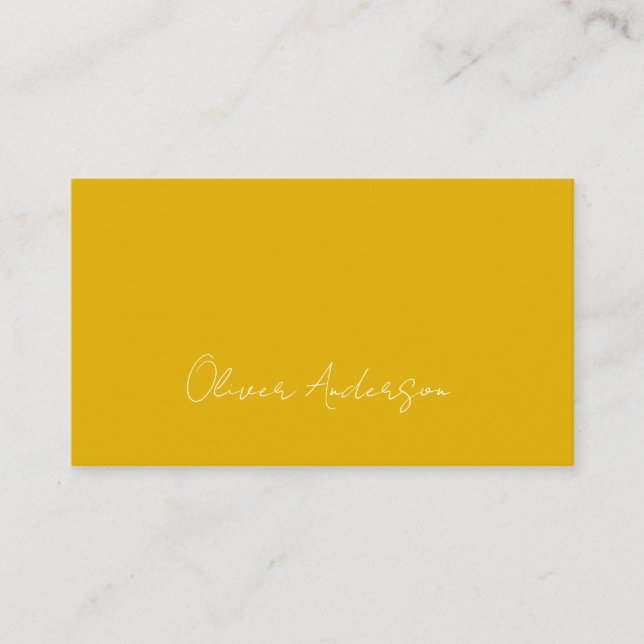 Carte De Visite Logo minimaliste moderne jaune moutarde blanc (Devant)