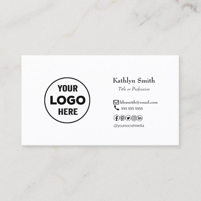 Carte De Visite LOGO minimaliste moderne photo QR Code Professionn (Devant)
