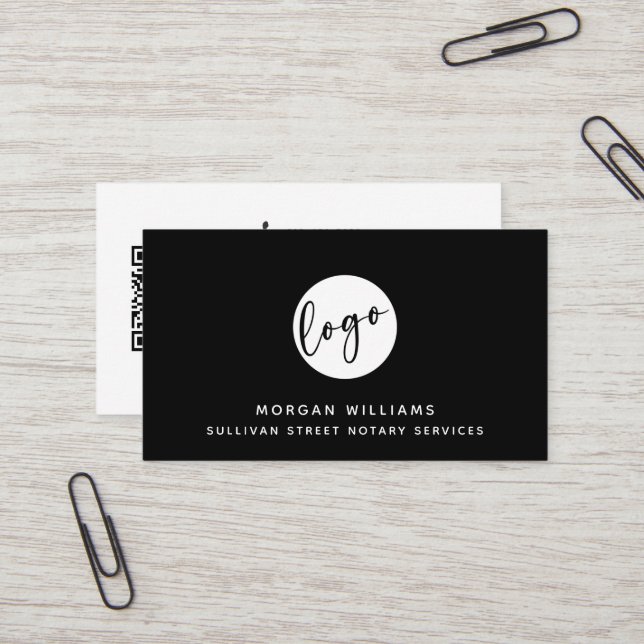 Carte De Visite Logo minimaliste moderne professionnel Code Qr (Devant/Arrière en situation)
