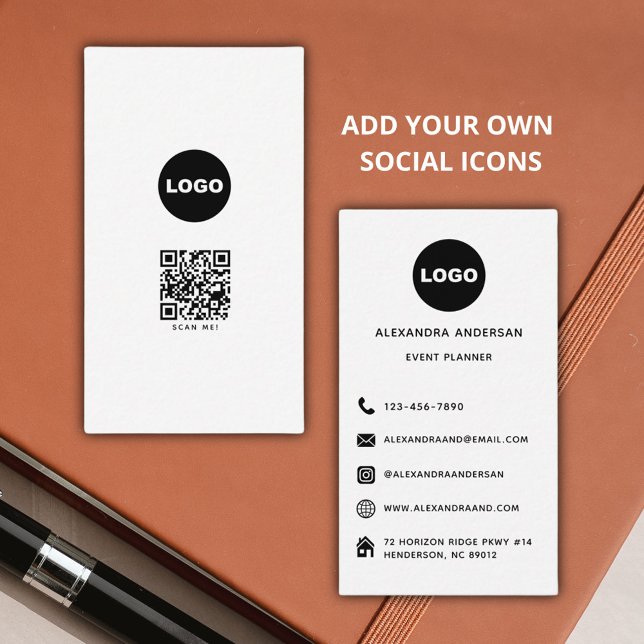 Carte De Visite Logo minimaliste moderne Qr Code Professionnel (Modern Minimalist Logo Qr Code Professional Business Card)