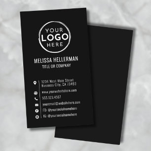 Carte De Visite Logo Minimaliste Moderne Vertical Noir Personnalis