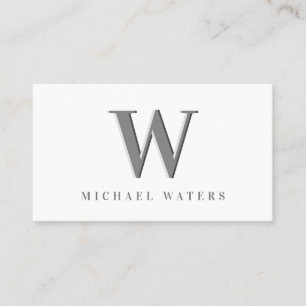 Carte De Visite Logo minimaliste Monogramme en argent Effet bossé 