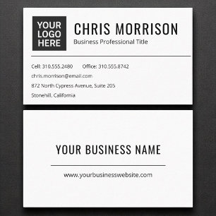 Carte De Visite Logo minimaliste noir et blanc professionnel