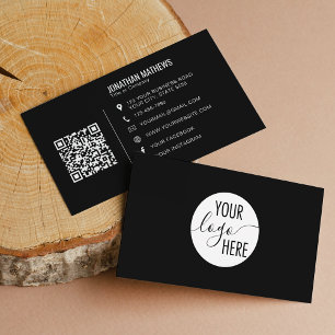 Carte De Visite Logo minimaliste professionnel Black Company Code 