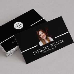 Carte De Visite Logo minimaliste professionnel moderne photo noir