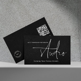 Carte De Visite Logo minimaliste QR Code Photoshop Studio Noir