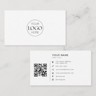 Carte De Visite Logo minimaliste QR Code Social Media Icônes Chic