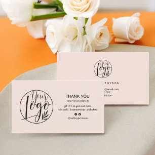 Carte De Visite Logo minimaliste rose pastel moderne commander mer
