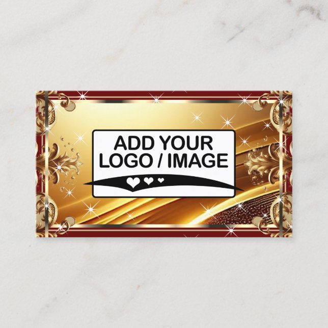 Carte De Visite Logo Modèle Luxe Chic Black Gold Vin Rouge (Devant)
