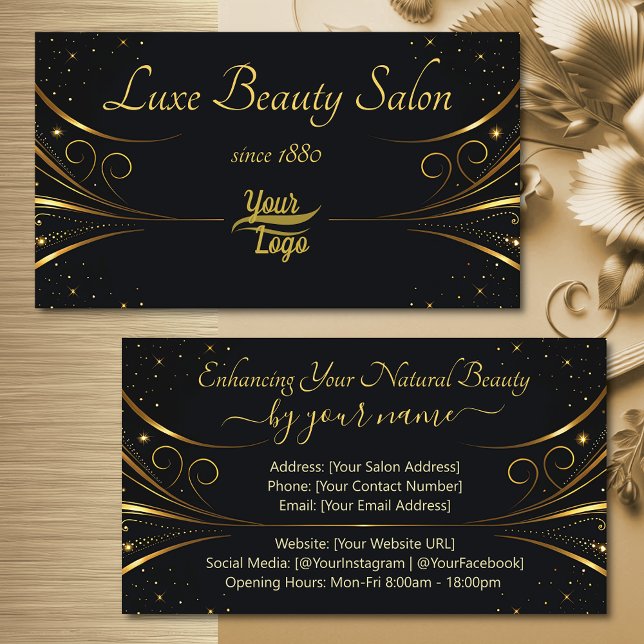 Carte De Visite Logo Modèle Sophisticated Gold Luxury Flourish (Créateur téléchargé)