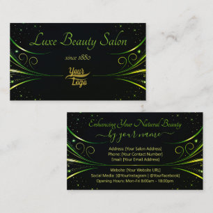 Carte De Visite Logo Modèle Sophistiqué Vert Luxe Flourish