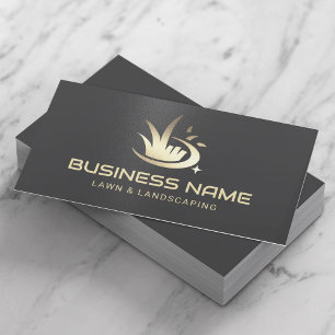 Carte De Visite Logo Modern Gold Lawn Care Service d'aménagement p