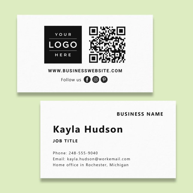 Carte De Visite Logo Moderne Code QR Réseaux Sociaux (Créateur téléchargé)