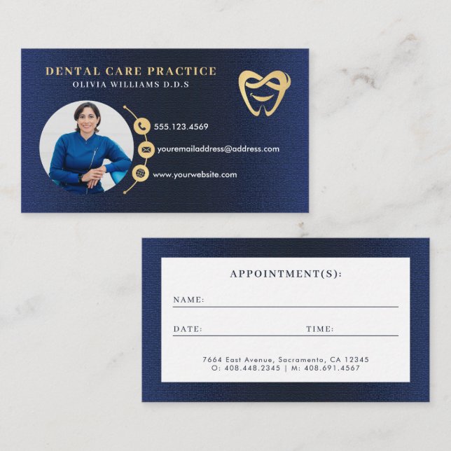 Carte De Visite Logo moderne élégant Dentist Photo (Devant / Derrière)