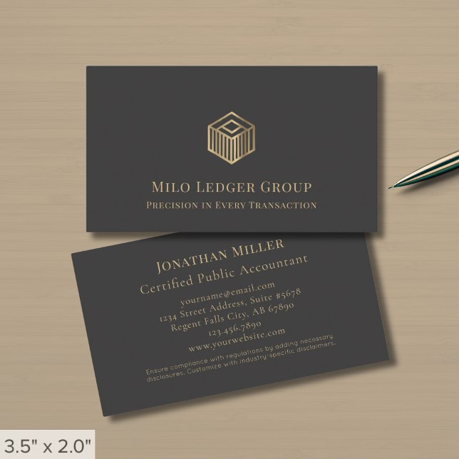 Carte De Visite Logo moderne en or gris (Créateur téléchargé)