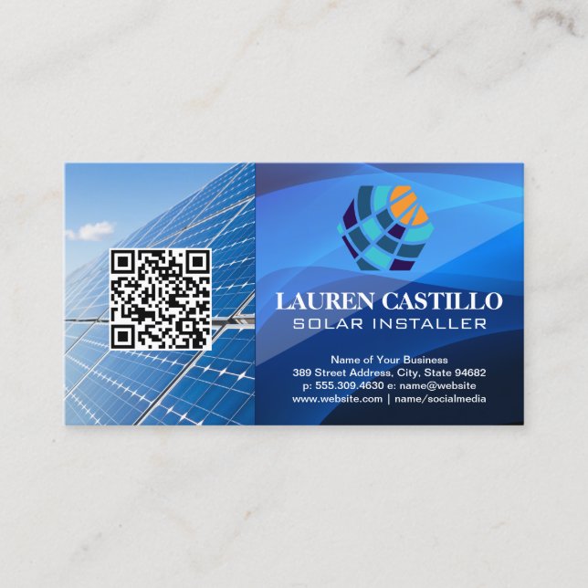 Carte De Visite Logo moderne énergie renouvelable | Panneaux Sun (Devant)
