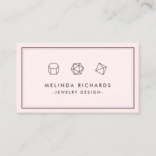 Carte De Visite Logo moderne Gemstone Trio Designer bijoux rose (Devant)