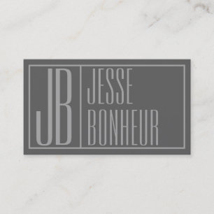 Carte De Visite Logo Moderne Grey Initiales & Nom