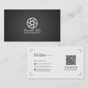 Carte De Visite Logo Moderne Minimaliste Gris Photographe