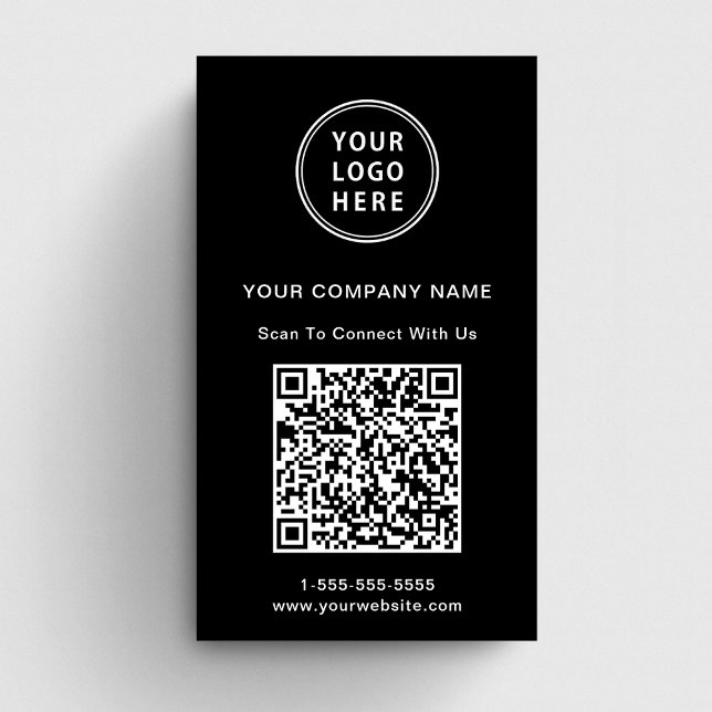 Carte De Visite Logo moderne QR Code noir (Capture attention, make connections, and leave a lasting impression with our modern QR business card)