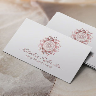 Carte De Visite Logo moderne Rose Gold Mandala Flower
