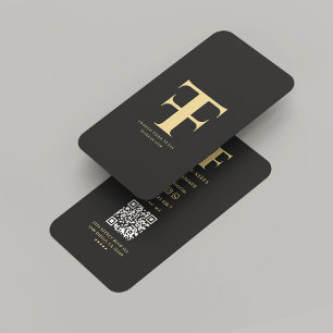 Carte De Visite Logo Moderne Société Monogramme F T Black Gold