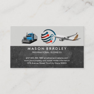 Carte De Visite Logo Mondial   Semi-remorque   Avion Commercial