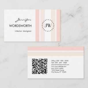 Carte De Visite Logo Monogram Coral Pastel Professional QR Code