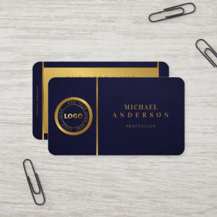 Carte De Visite Logo Monogram Professional Luxe Dark & Gold Circle