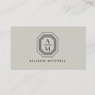 Carte De Visite Logo Monogramme Art Déco sur Taupe