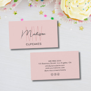 Carte De Visite Logo Monogramme Personnalisé Boulangerie Rose