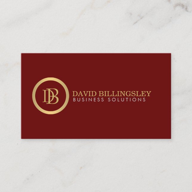 Carte De Visite Logo Monogramme professionnel en Faux Gold Dark Re (Devant)