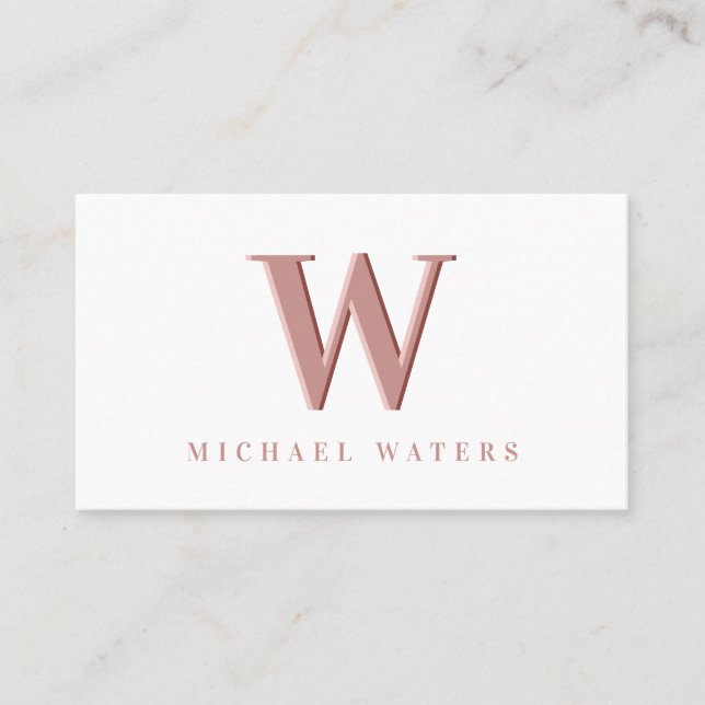 Carte De Visite Logo Monogramme Rose minimaliste Effet bossé Busi (Devant)