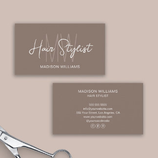 Carte De Visite Logo Monogramme Taupe de Coiffeur