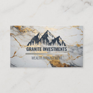 Carte De Visite Logo Montagne et Forrest   Marbre blanc Or