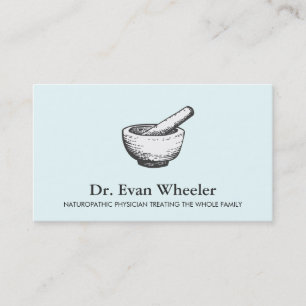 Carte De Visite Logo mortier et pilon Docteur en naturopathie Bleu